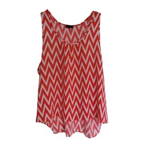 Coral/White Chevron Design Racerback Tank Sz S/M